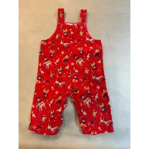 Vintage Kmart Universal Baby Corduroy Overalls Red Western Print Size 9 Months‎